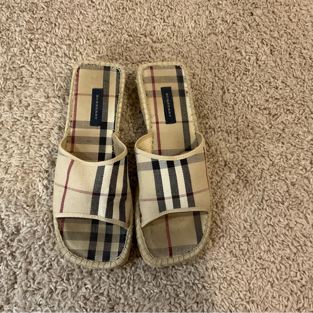Burberry Nova Check Tweed Espadrilles Slides - Picture 3 of 6